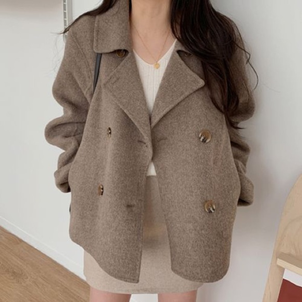 Abercrombie & Fitch Chic collar double breasted wool blend coat size L - Picture 16 of 16